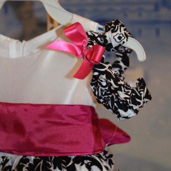 NWT ~ Kids Dream Fuchsia Flourish Sash Dress & Headband 6-9 Months - Picture 4 of 6
